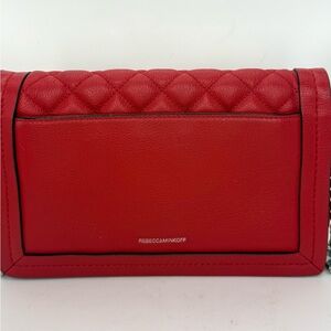 Rebecca Minkoff Red Quilted Leather Crossbody Bag – Silver Chain